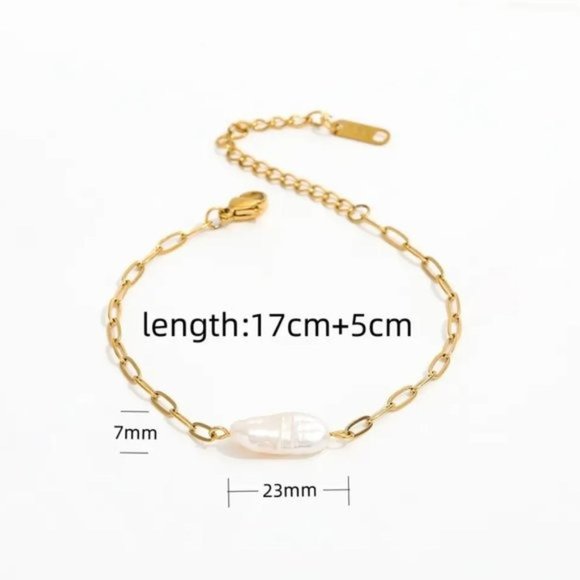 Pearl Necklace & Bracelet Set Bundle Waterproof Jewelry Baroque Pearl Necklace - Picture 12 of 12